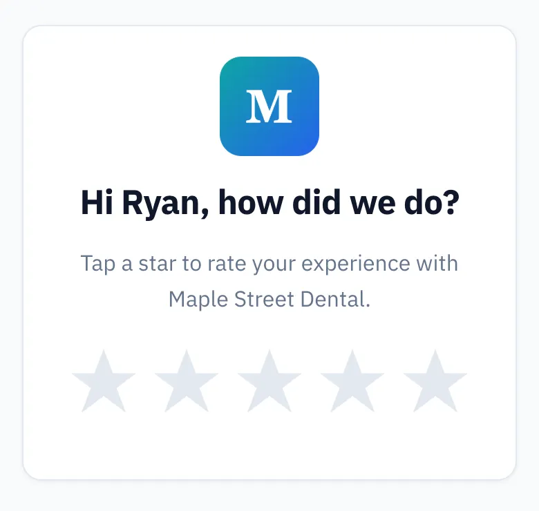 Customer rating page on a phone asking how did we do with five stars to tap